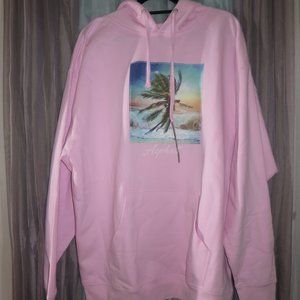 2xl XXL Mens Pink Palm Hoodie Hoody Pullover